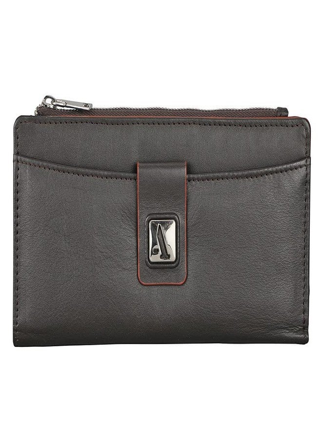 Adamis Long Leather Clutch Women's Wallet with Credit Card Holder W338 Brown - Image 1